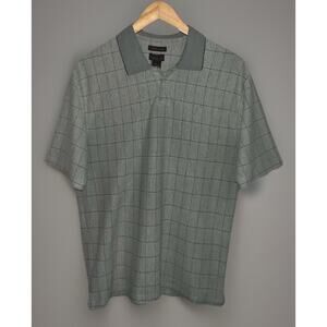 Micro Pima - Vanheusen - Green Checked Polo Golf Shirt Short Sleeve - Sz M